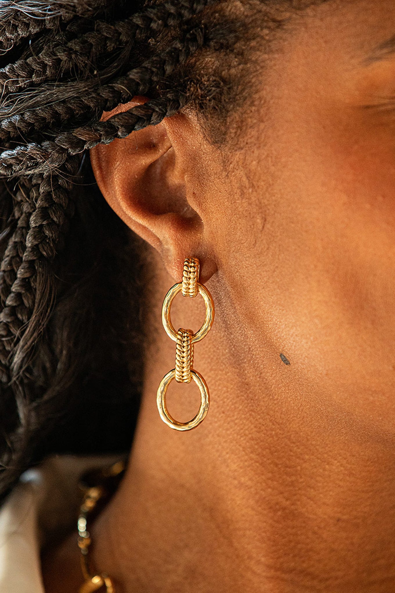 Cleopatra Regal Double Link Earrings-Charming Tale Store