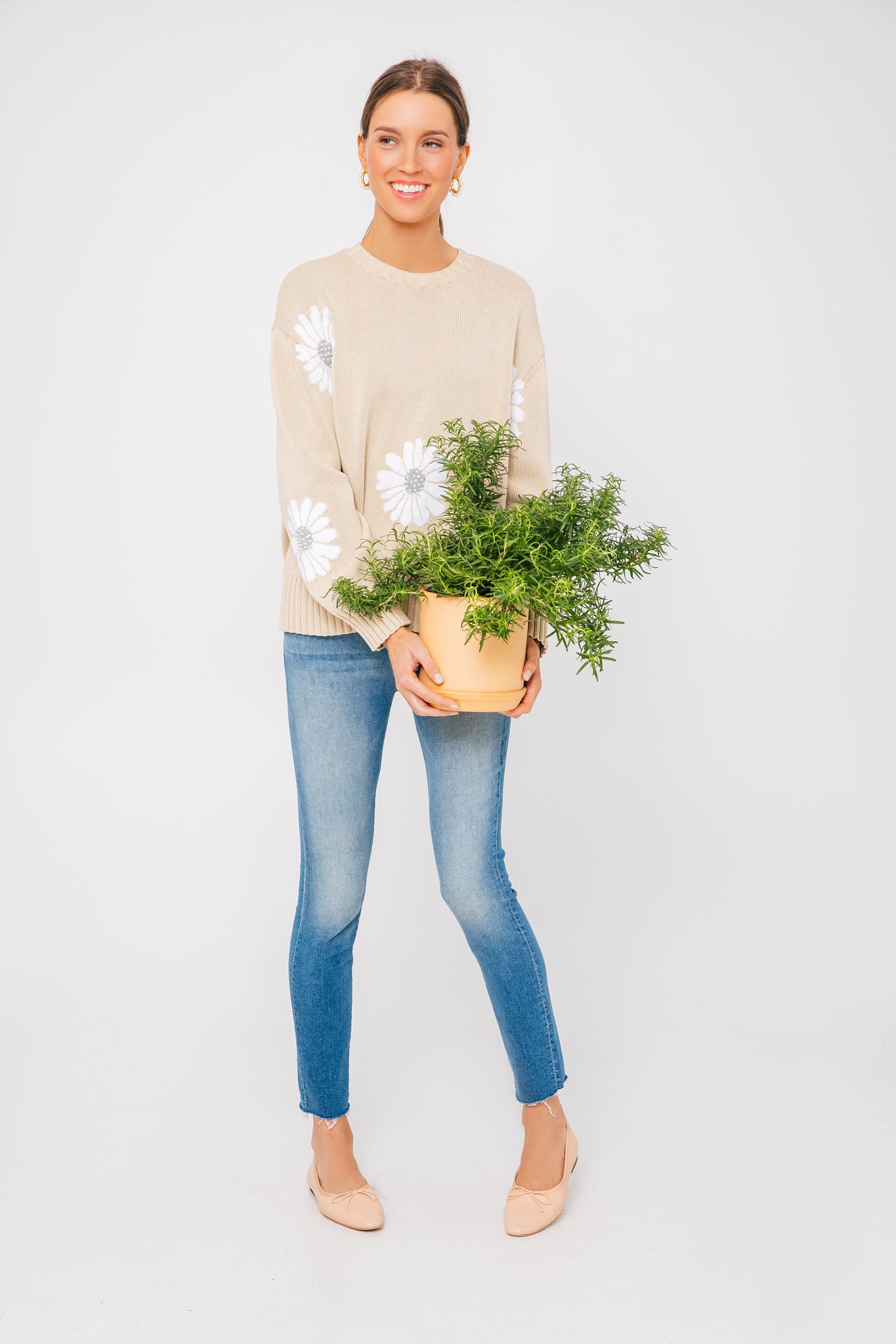 Tan Miss Daisy Sweater-Charming Tale Store