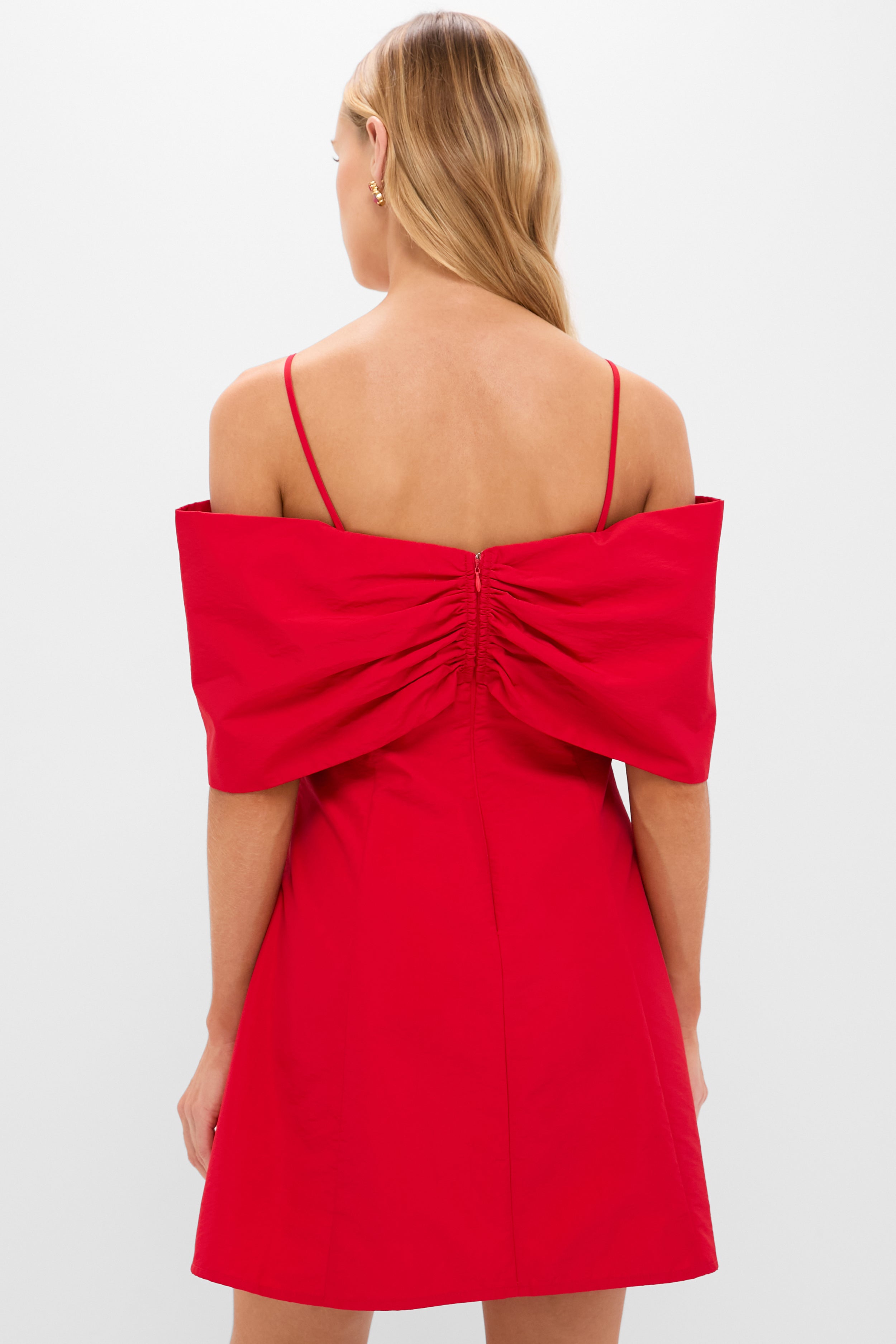 Off-the-Shoulder Red Bow Bates Mini Dress-Charming Tale Store