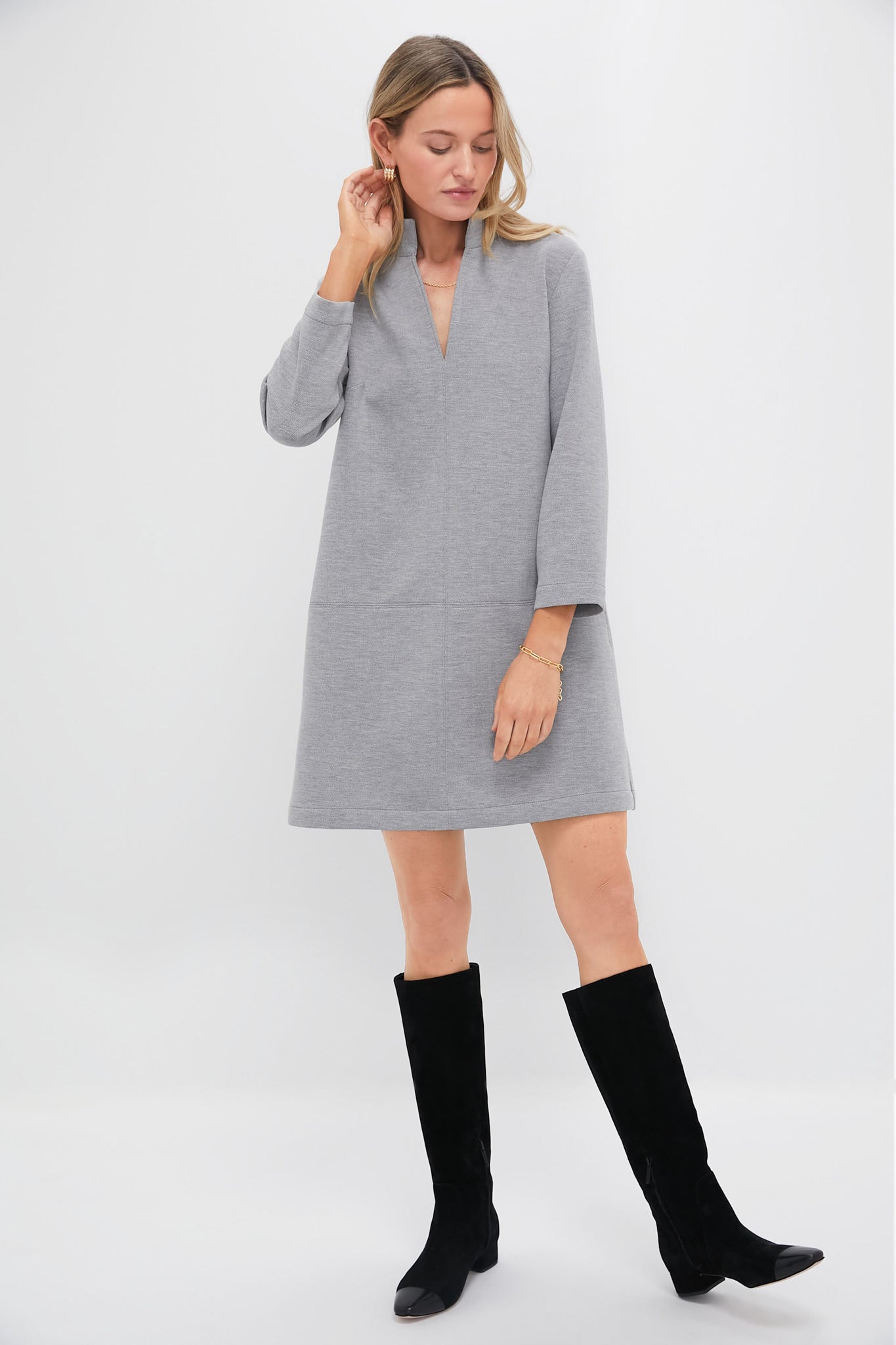 Gray Herringbone Clifton Dress-Charming Tale Store