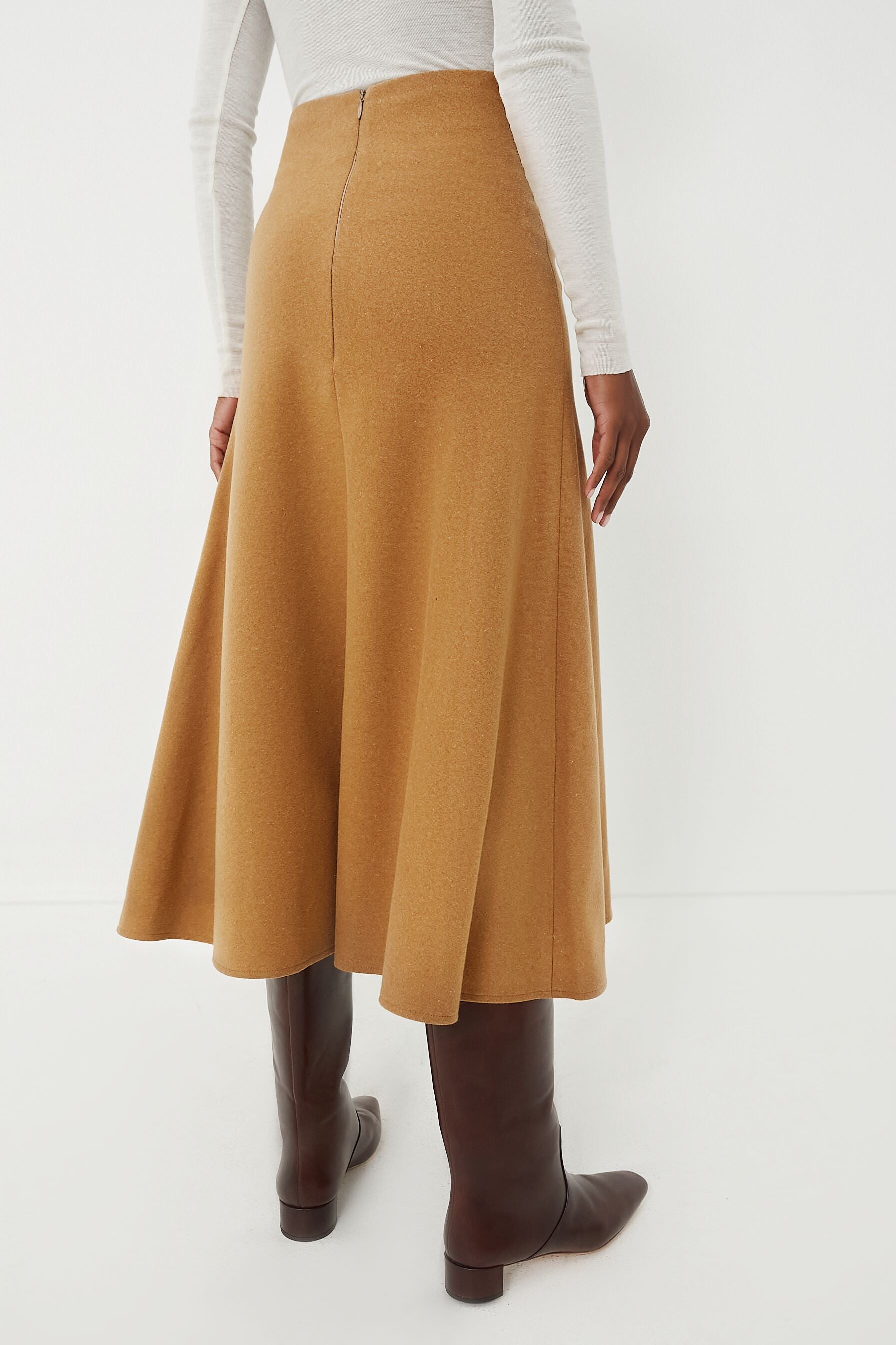 Camel Boushra Midi Skirt-Charming Tale Store