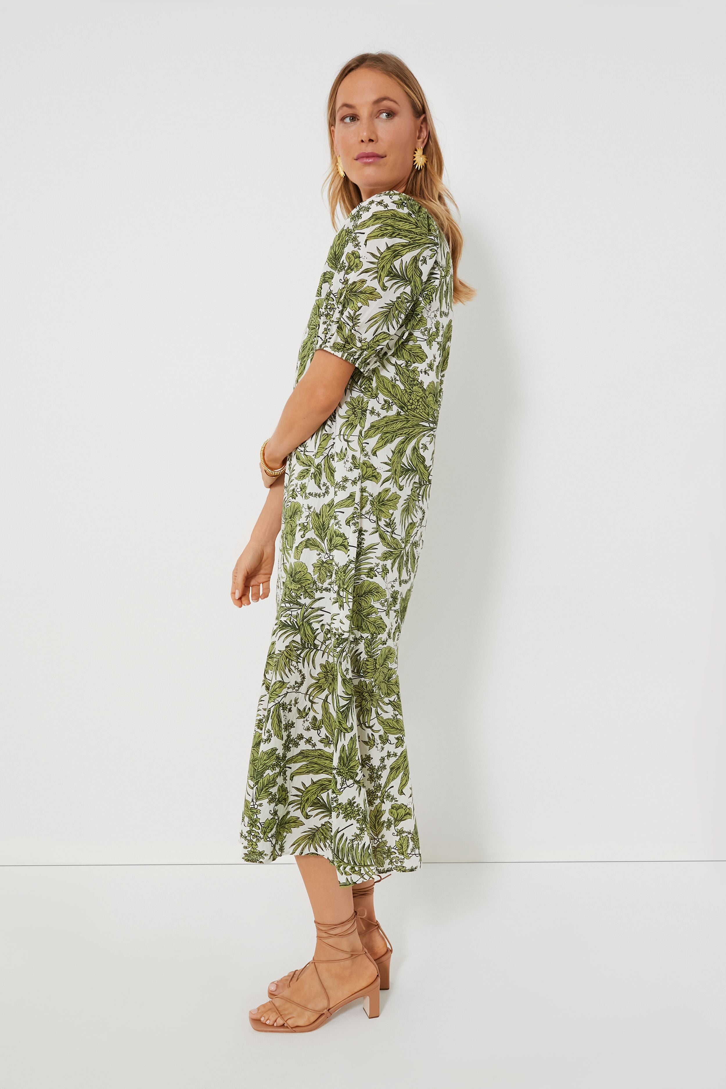 Green Leaf Myers Midi Dress-Charming Tale Store