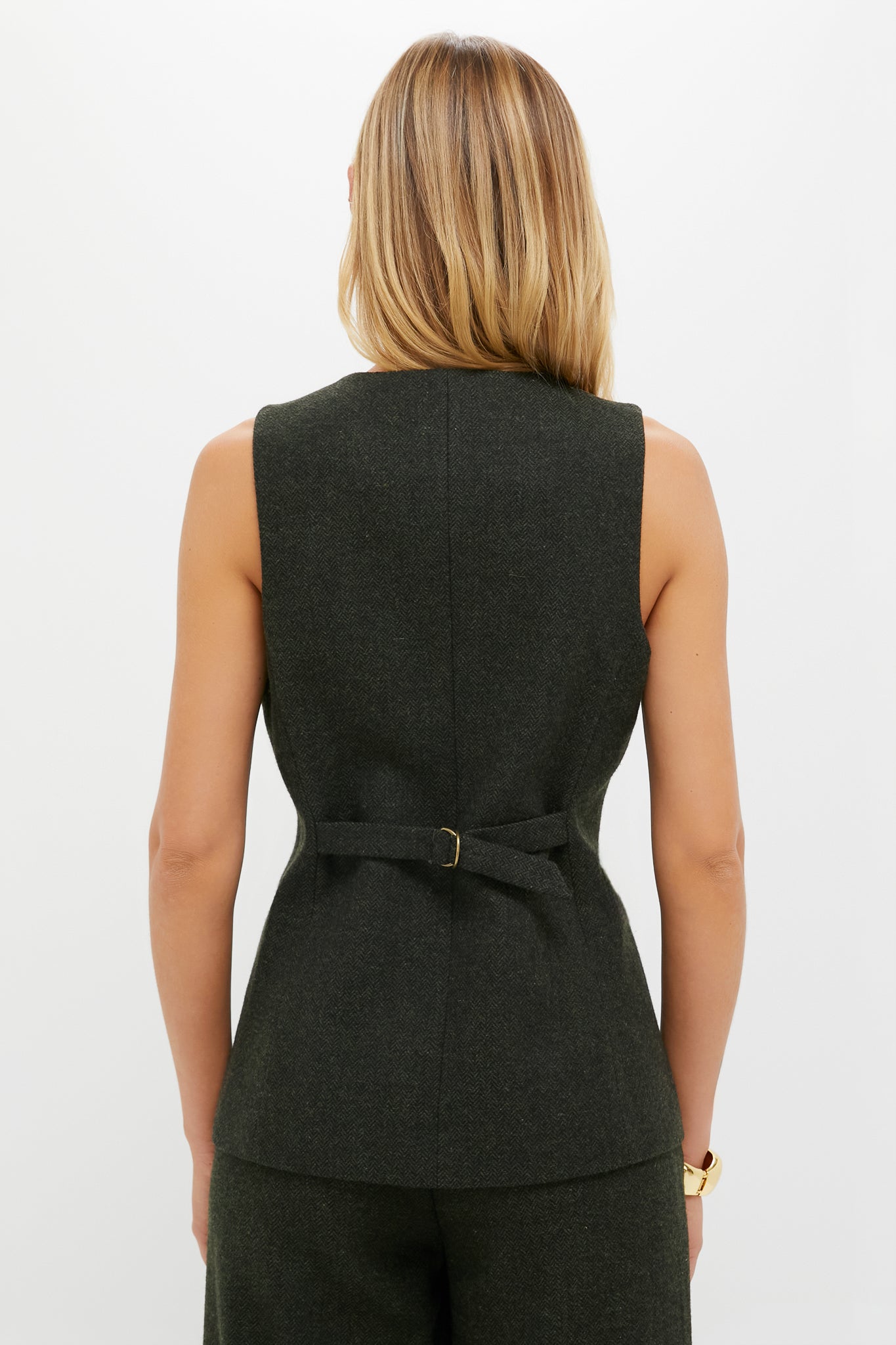 Hunter Green Tweed Herringbone Thompson Vest-Charming Tale Store
