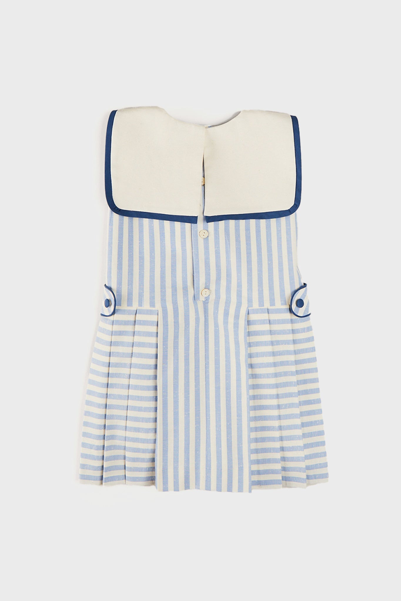 Regency Striped Mariner Collar Pleated Sleeveless Dress in Blue-Charming Tale Store