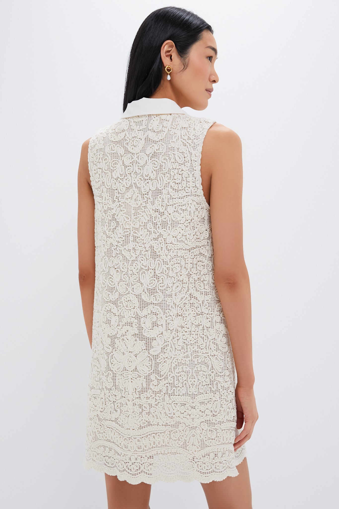 Tan Lace Sleeveless Collier Dress-Charming Tale Store