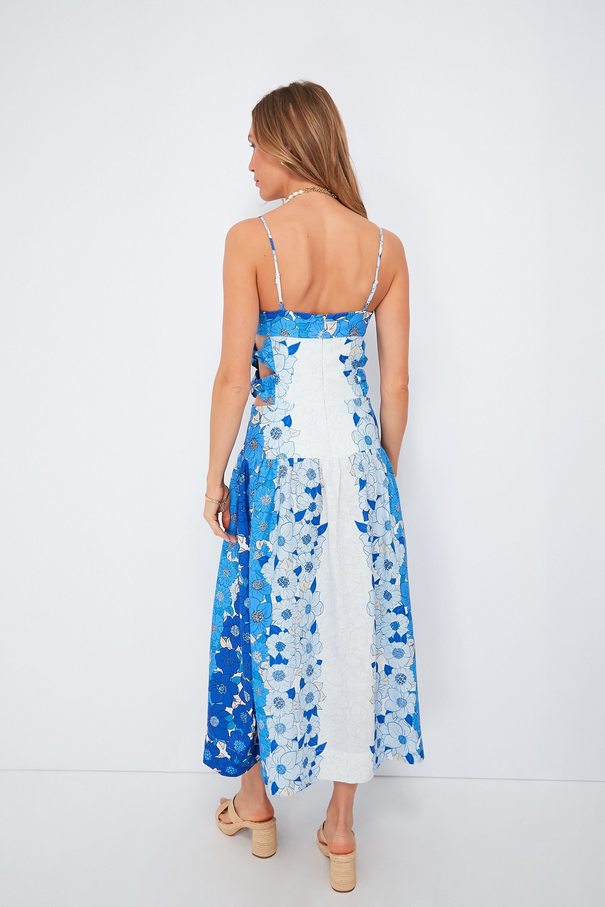 Flower Stripes Off White Midi Dress-Charming Tale Store