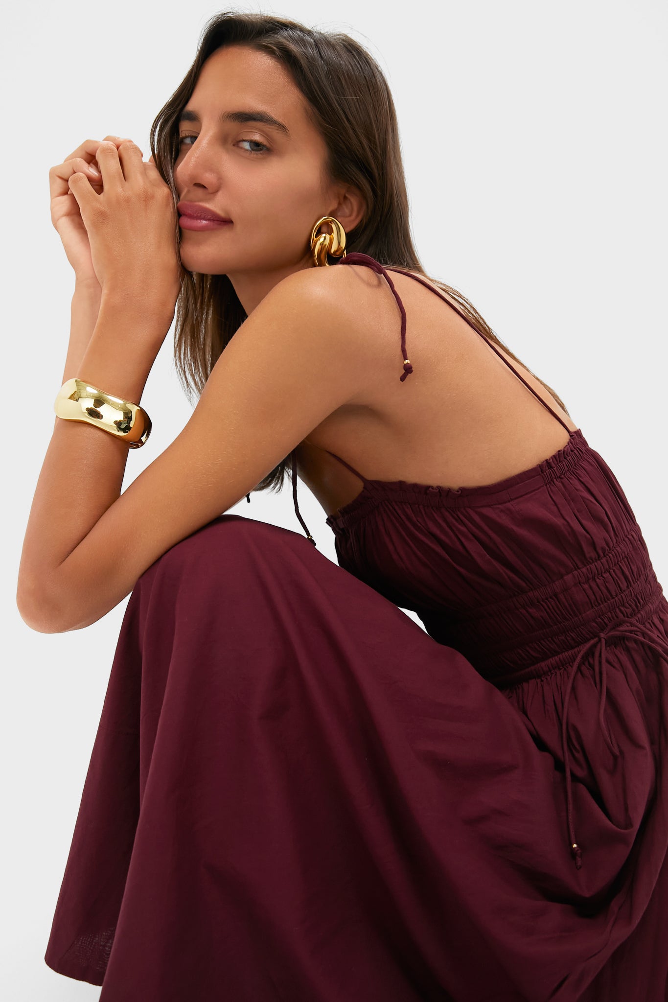 Bordeaux Eldora Midi Dress-Charming Tale Store