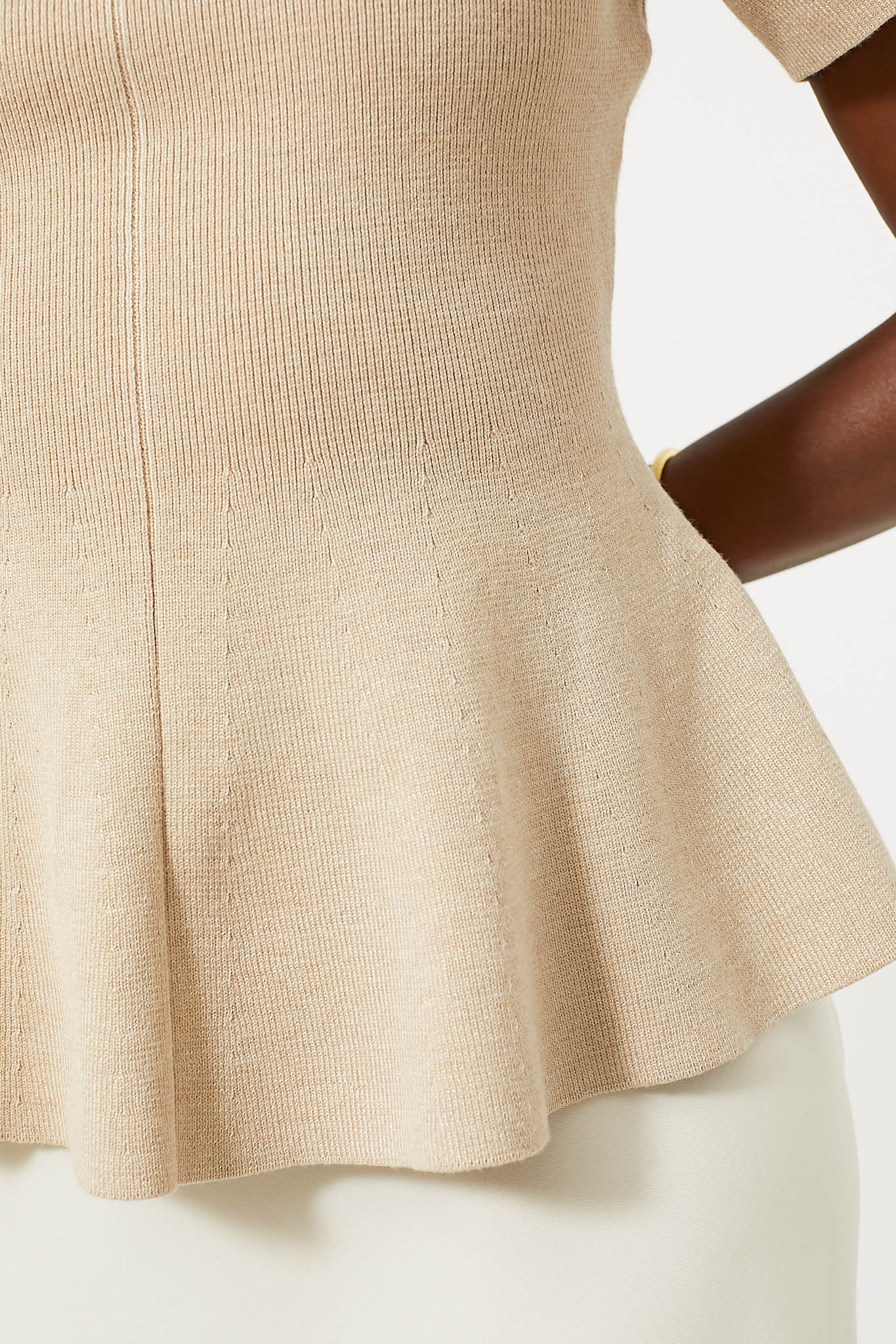 Tan Knit Phoebe Peplum Top-Charming Tale Store