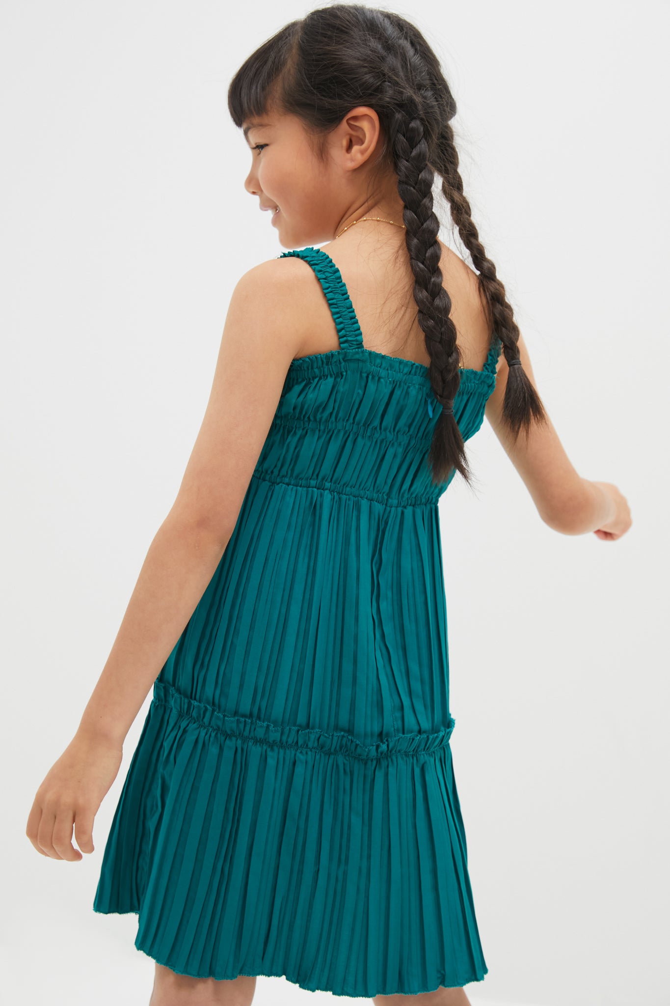 Green Nomi Solid Sleeveless Dress-Charming Tale Store