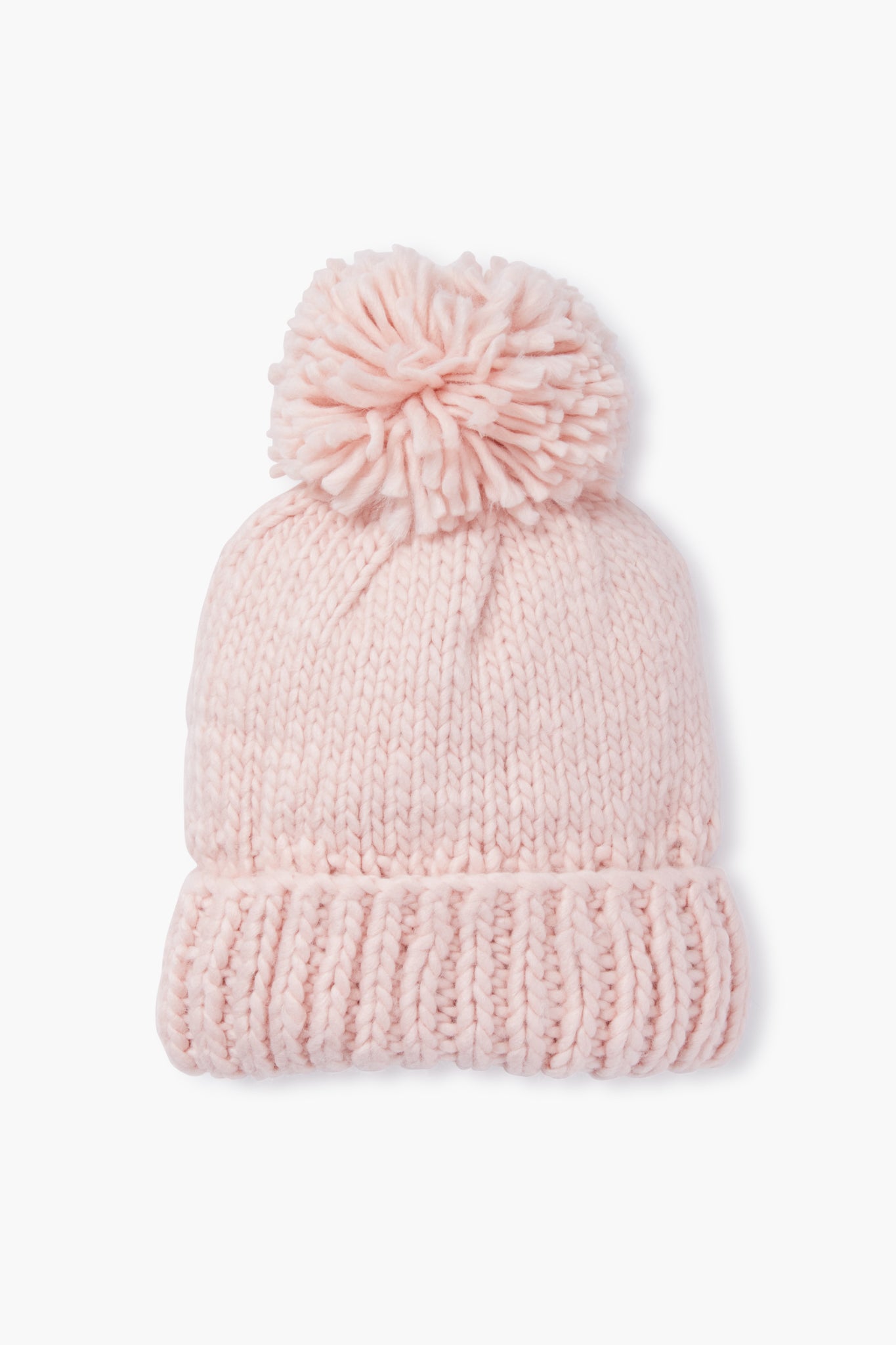 Blush Hand Knitted Basic Pom Hat-Charming Tale Store