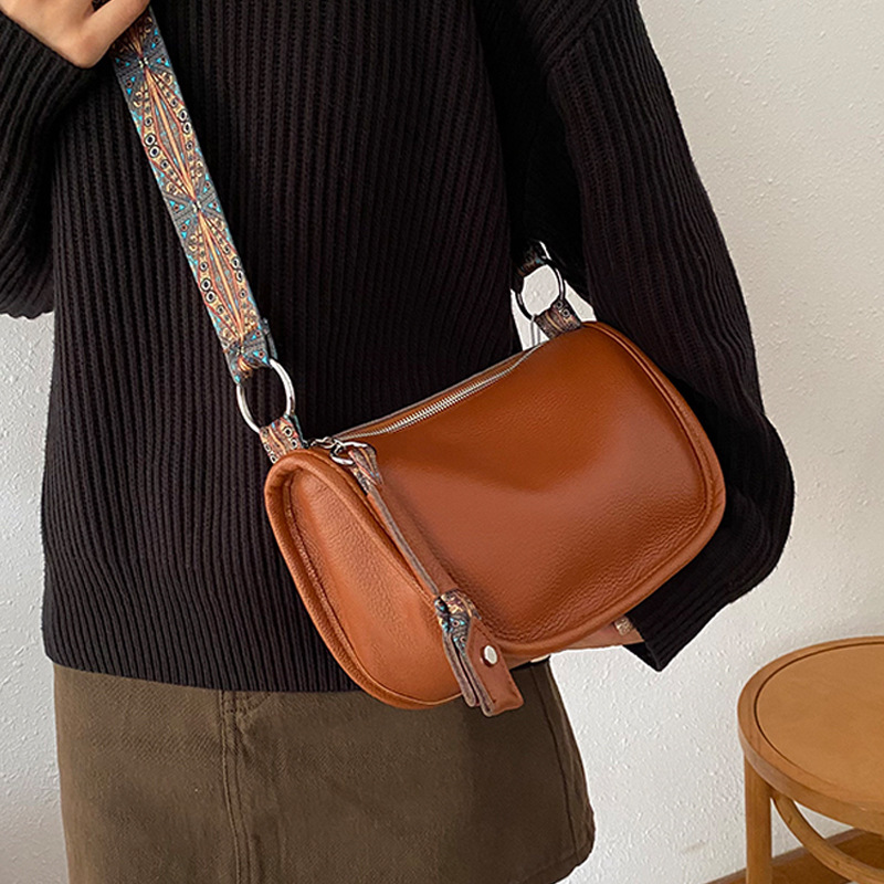 First Layer Cowhide Bag Women'S New Autumn And Winter Dumpling Bag Women'S Crossbody Bag Large Capacity Shoulder Bag Genuine Leather Women'S Bag Trendy-pliege