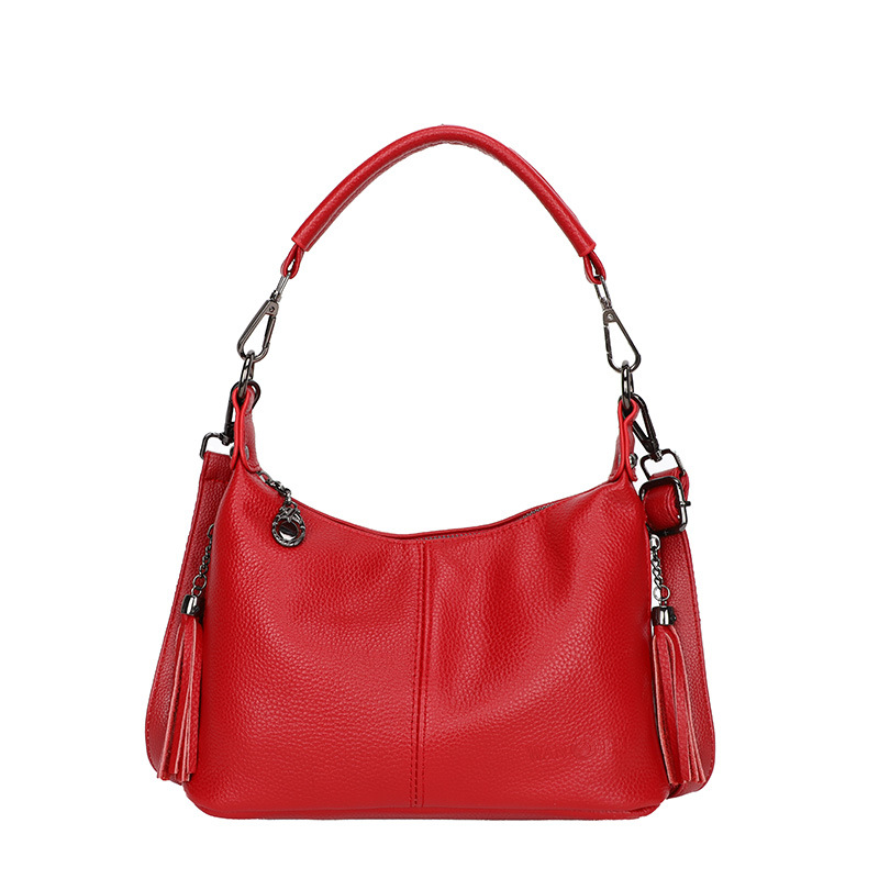 Cross-Border Popular Underarm Bag, Toe-Layer Cowhide Style, Retro And Versatile One-Shoulder Women'S Bag, Fashionable One-Shoulder Cross-Body Bag, Trendy-pliege