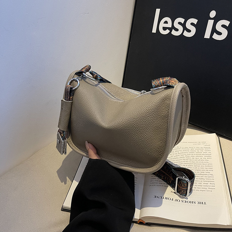 First Layer Cowhide Bag Women'S New Autumn And Winter Dumpling Bag Women'S Crossbody Bag Large Capacity Shoulder Bag Genuine Leather Women'S Bag Trendy-pliege