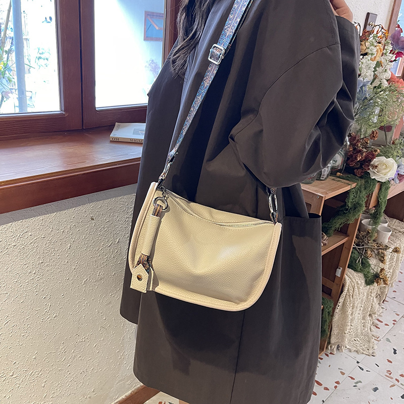 First Layer Cowhide Bag Women'S New Autumn And Winter Dumpling Bag Women'S Crossbody Bag Large Capacity Shoulder Bag Genuine Leather Women'S Bag Trendy-pliege
