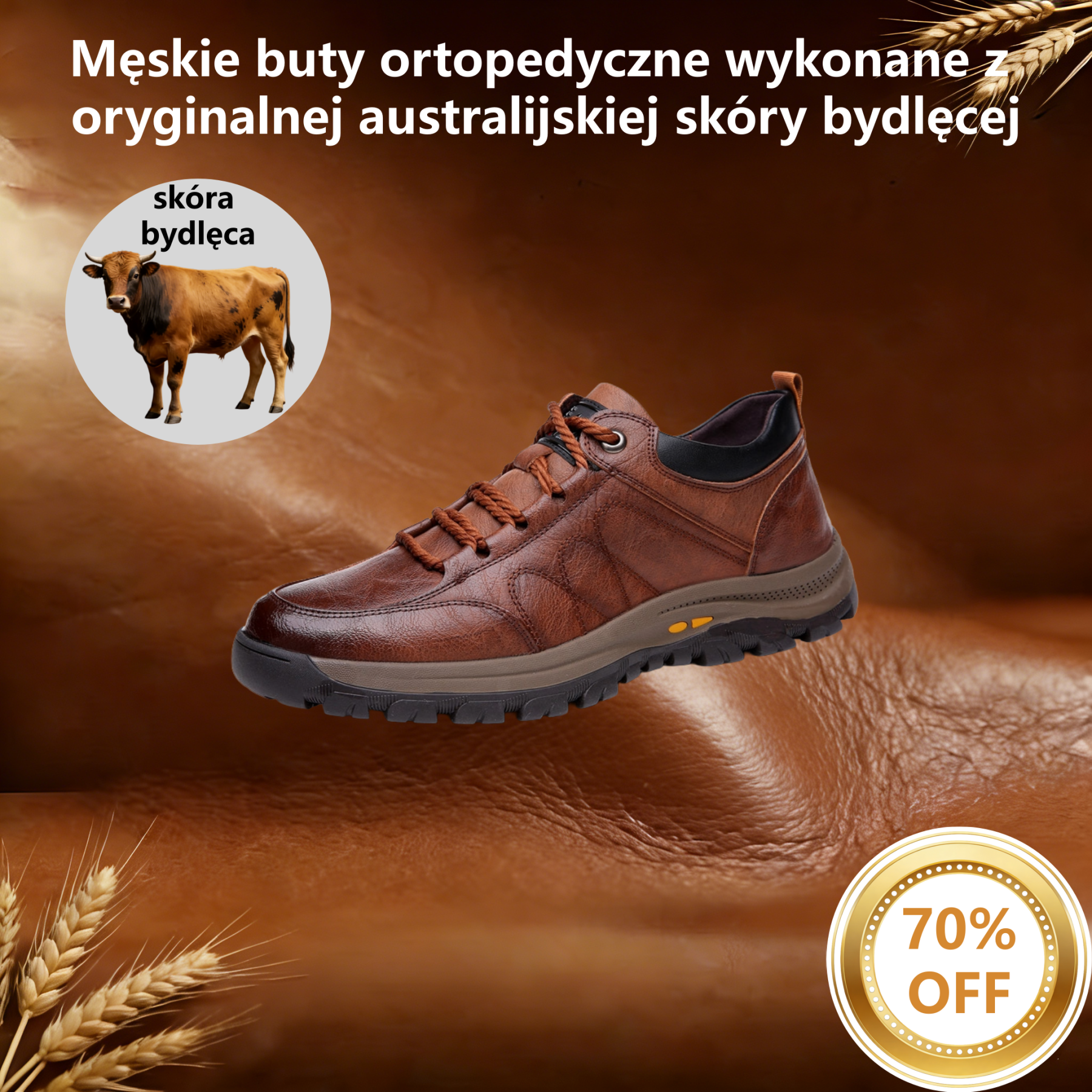 【⏰Oferta ograniczona czasowo: 70% zniżki - Nie przegap】Ergonomiczne buty ortopedyczne – ✅️ Korygują postawę podczas chodzenia – Wodoodporne i antypoślizgowe 👞Wykonane z oryginalnej australijskiej skóry bydlęcej