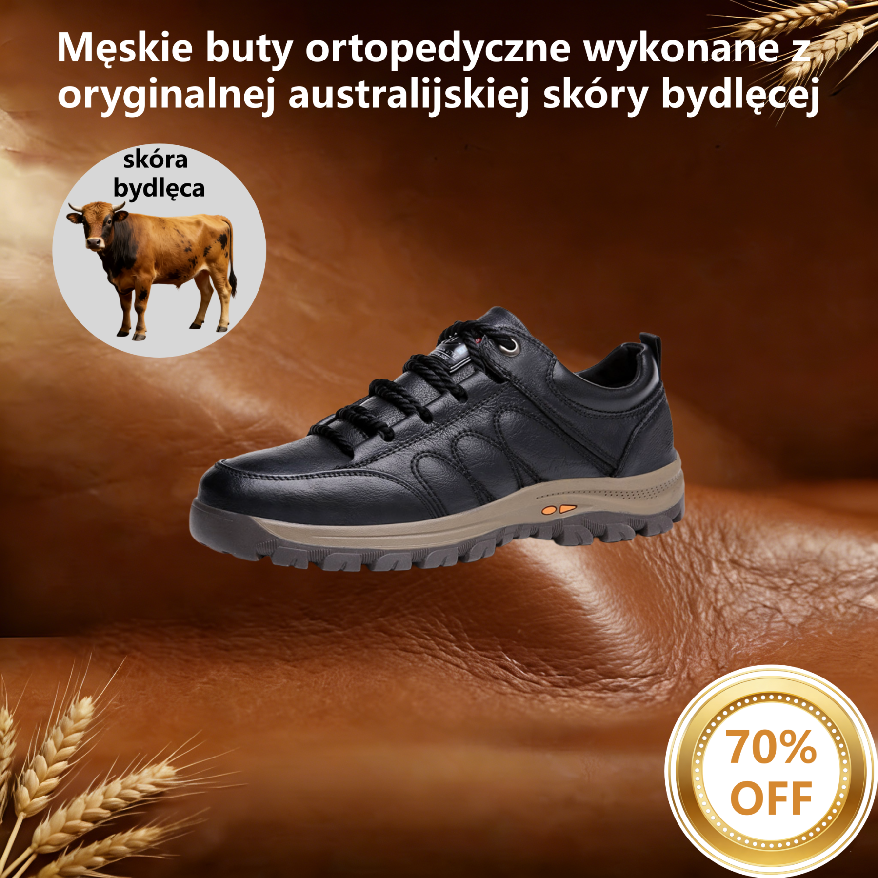 【⏰Oferta ograniczona czasowo: 70% zniżki - Nie przegap】Ergonomiczne buty ortopedyczne – ✅️ Korygują postawę podczas chodzenia – Wodoodporne i antypoślizgowe 👞Wykonane z oryginalnej australijskiej skóry bydlęcej
