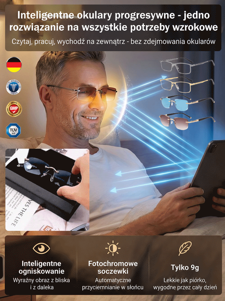 Inteligentne okulary do czytania z zoomem