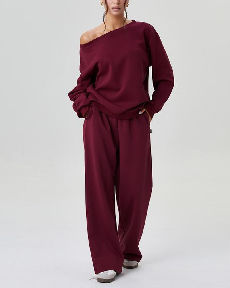 Comfortable Casual And Stylish Two Piece Set With Off Shoulder Design