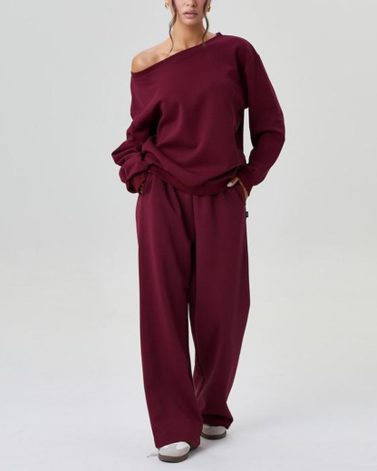 Comfortable Casual And Stylish Two Piece Set With Off Shoulder Design