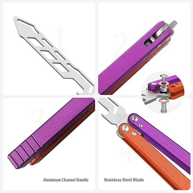 Worry-Free Beginner 【Bushing System 6061 Aluminium Channel Handle】Trainer! Bladeless Butterfly Fidget – Smooth Flipping & Stress Relief Stainless Steel & PC Stress Relief Essential, Gift for Men Women Boyfriend Dad Boy Child 
