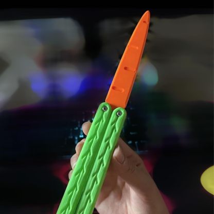 Fidget Toys for Adults - Butterfly Knife &  Carrot Knife Toy Portable Luminous Knife with, Plastic EDC Sensory Toys for Anxiety and Stress Relief, Portable Luminous 3D Printing Design for Family Game Party Gifts