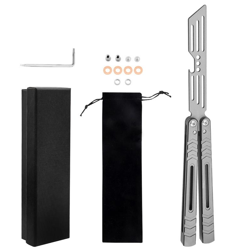 Aluminum Butterfly Trainer, Safe Bladeless Practice Hand Tool, Skill Flip Tool, LG05 Blue grey, BUTTERFLY FLY KNIFE Hardware tools