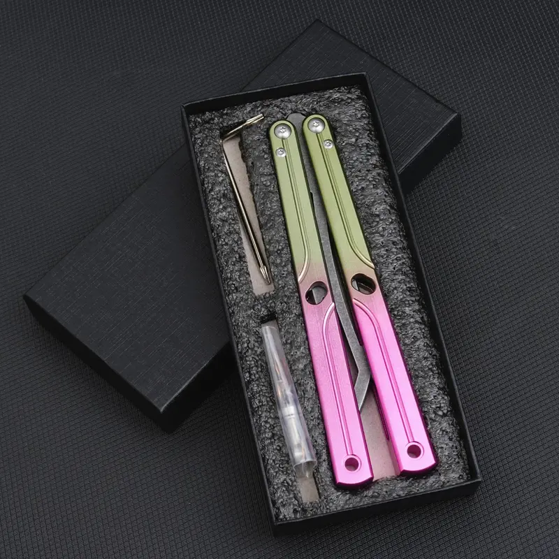 Aluminum Alloy Butterfly Trainer Balisong NOT Sharp Blade - CSGO Fidget Toy Folding Pocket Toy Outdoor EDC Tools