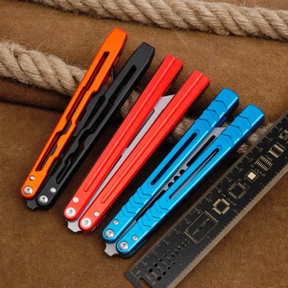 Aluminum Alloy Butterfly Trainer Balisong NOT Sharp Blade - CSGO Fidget Toy Folding Pocket Toy Outdoor EDC Tools