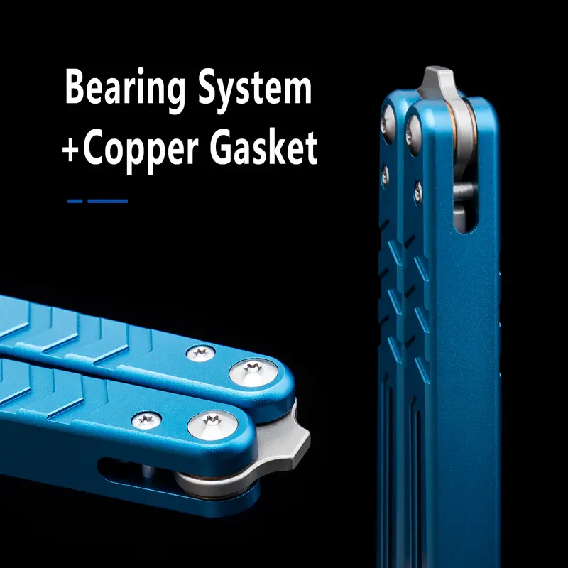 Aluminum Butterfly Trainer, Safe Bladeless Practice Hand Tool, Skill Flip Tool, LG05 Blue grey, BUTTERFLY FLY KNIFE Hardware tools