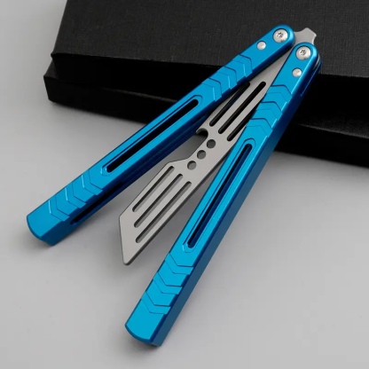 Aluminum Butterfly Trainer, Safe Bladeless Practice Hand Tool, Skill Flip Tool, LG05 Blue grey, BUTTERFLY FLY KNIFE Hardware tools