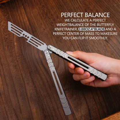 Aluminum Butterfly Trainer, Safe Bladeless Practice Hand Tool, Skill Flip Tool, LG05 Blue grey, BUTTERFLY FLY KNIFE Hardware tools