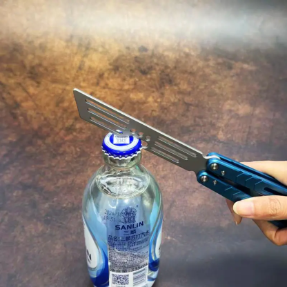 Aluminum Butterfly Trainer, Safe Bladeless Practice Hand Tool, Skill Flip Tool, LG05 Blue grey, BUTTERFLY FLY KNIFE Hardware tools