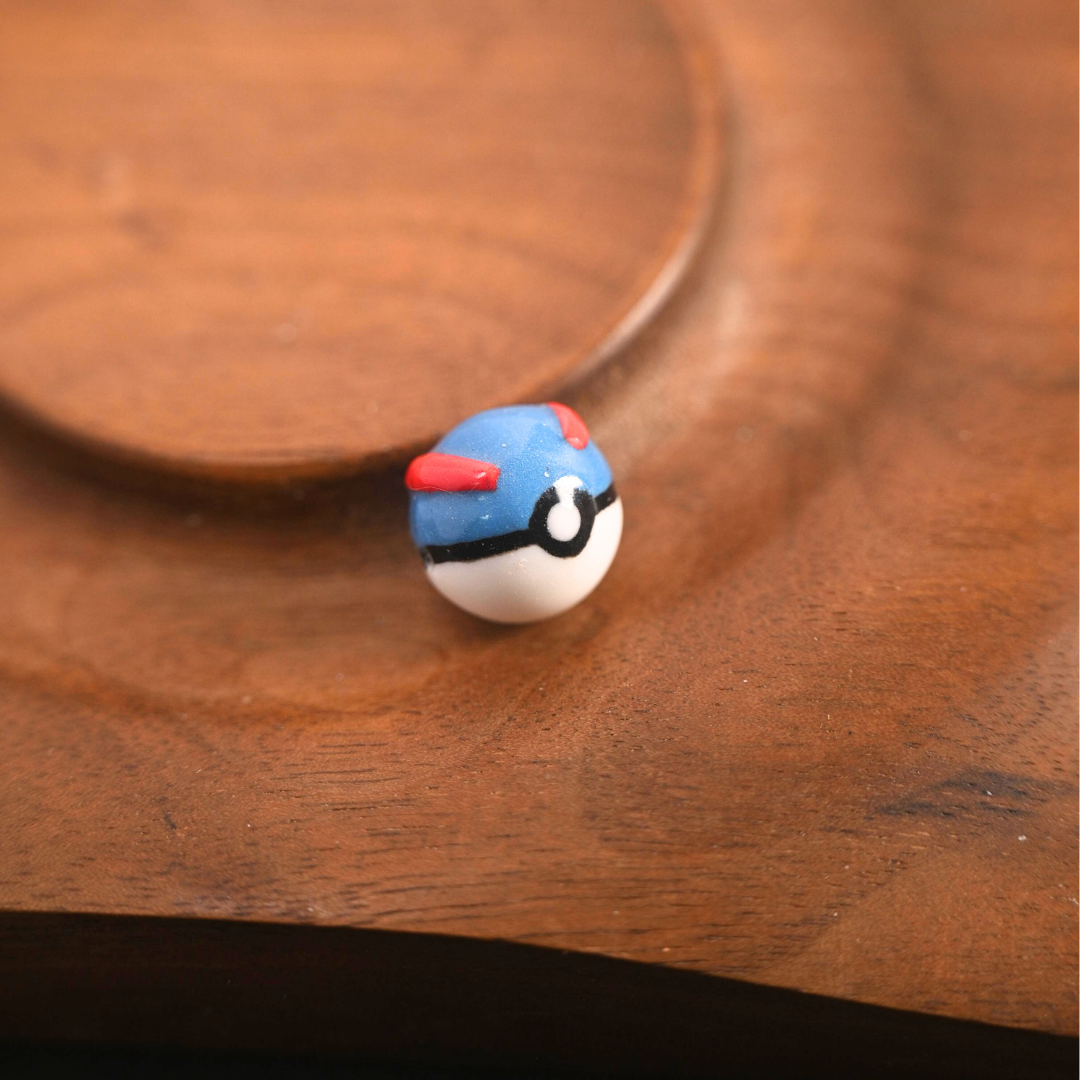 Poké Ball Bracelet - Handmade Ceramic Bead, Adjustable Braided Cord, Pokémon Inspired
