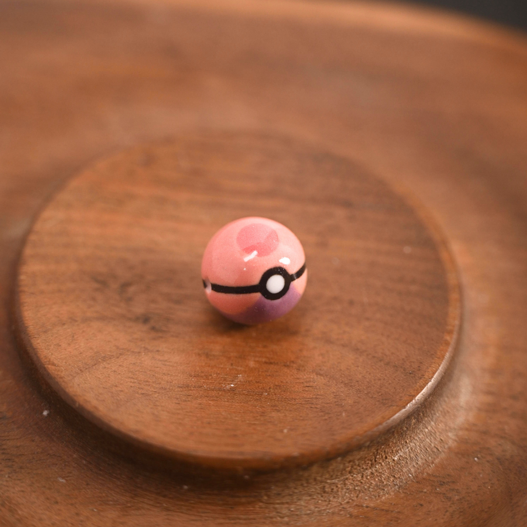 Poké Ball Bracelet - Handmade Ceramic Bead, Adjustable Braided Cord, Pokémon Inspired