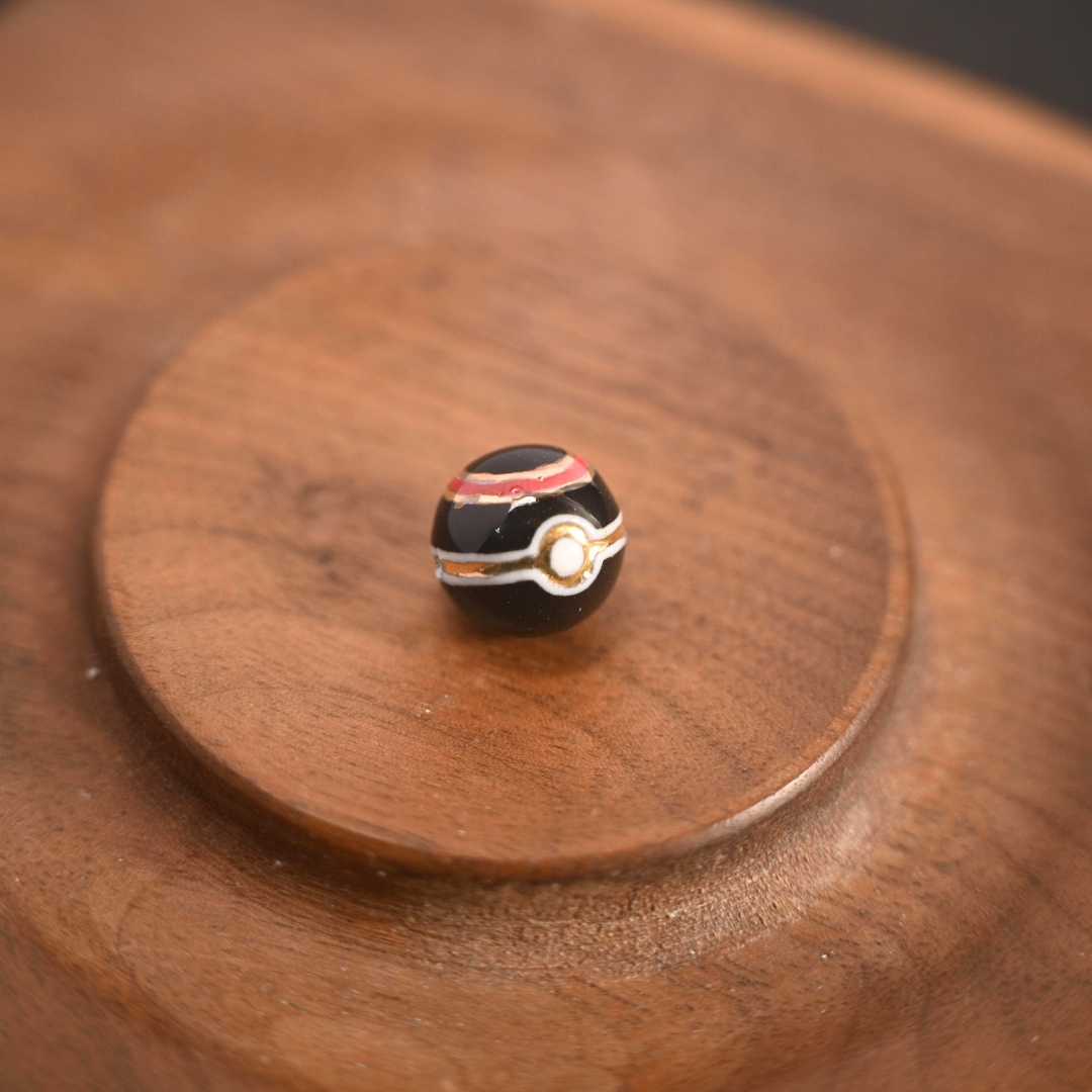 Poké Ball Bracelet - Handmade Ceramic Bead, Adjustable Braided Cord, Pokémon Inspired