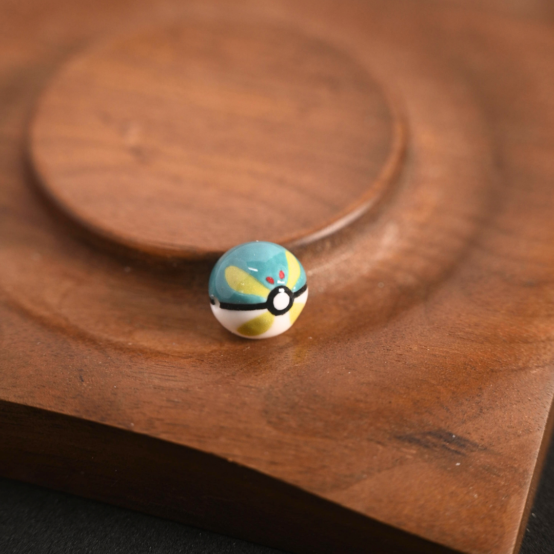 Poké Ball Bracelet - Handmade Ceramic Bead, Adjustable Braided Cord, Pokémon Inspired