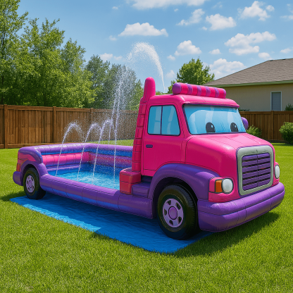 Car Themed Inflatable Pool with Sprinkler