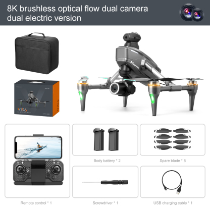Drone with 8K camera for adults, v196 rc quadcopter with auto return, follow me, brushless motor, circular flight, waypoint, altitude hold, headless mode, 28 minutes long flight time!!