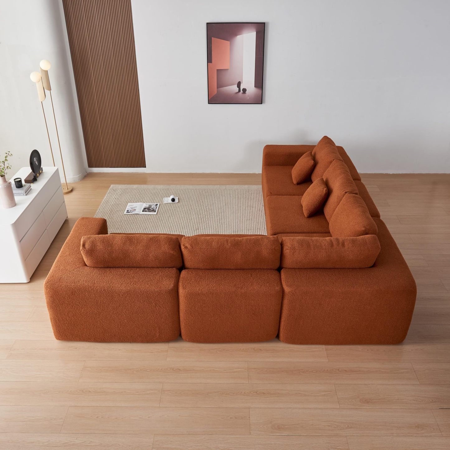 💥Limited time offer💖5 Seater L Shape Lambswool Sherpa Sofa💤