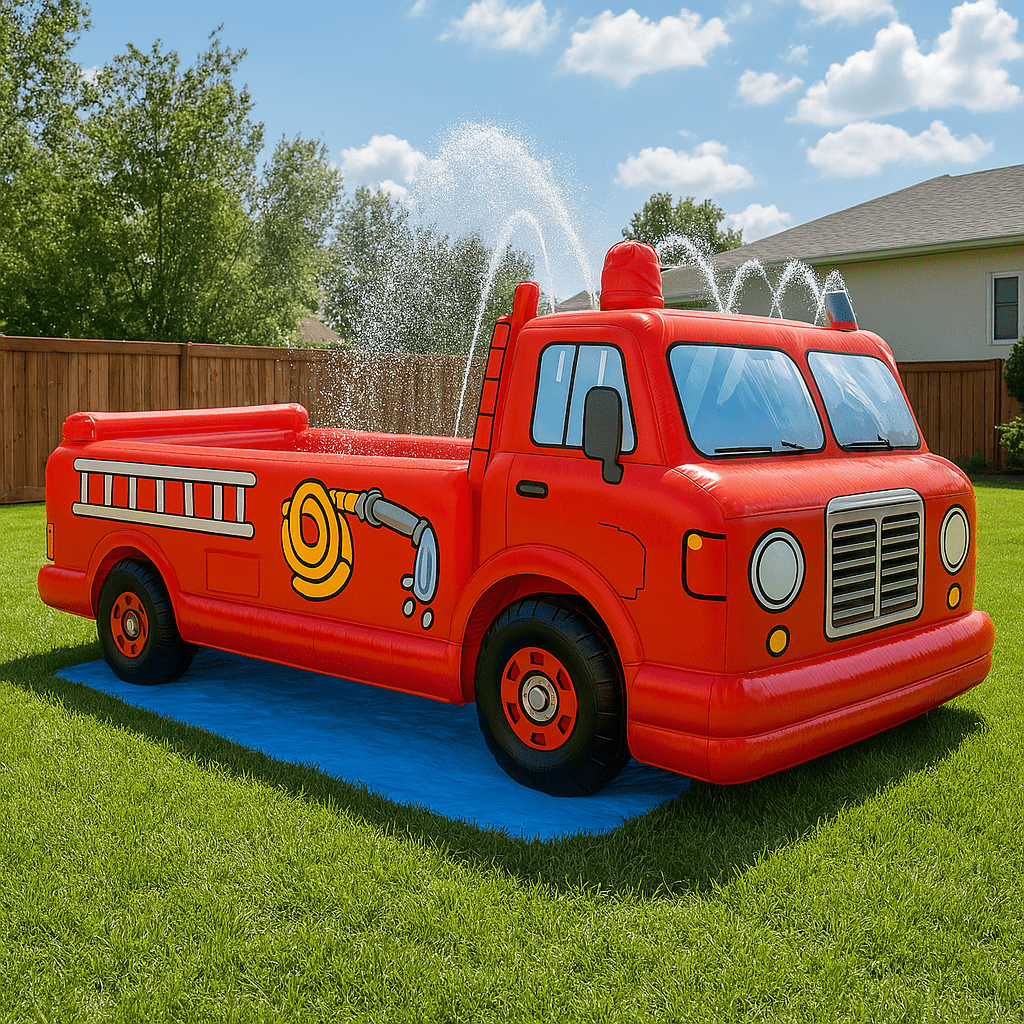 Car Themed Inflatable Pool with Sprinkler