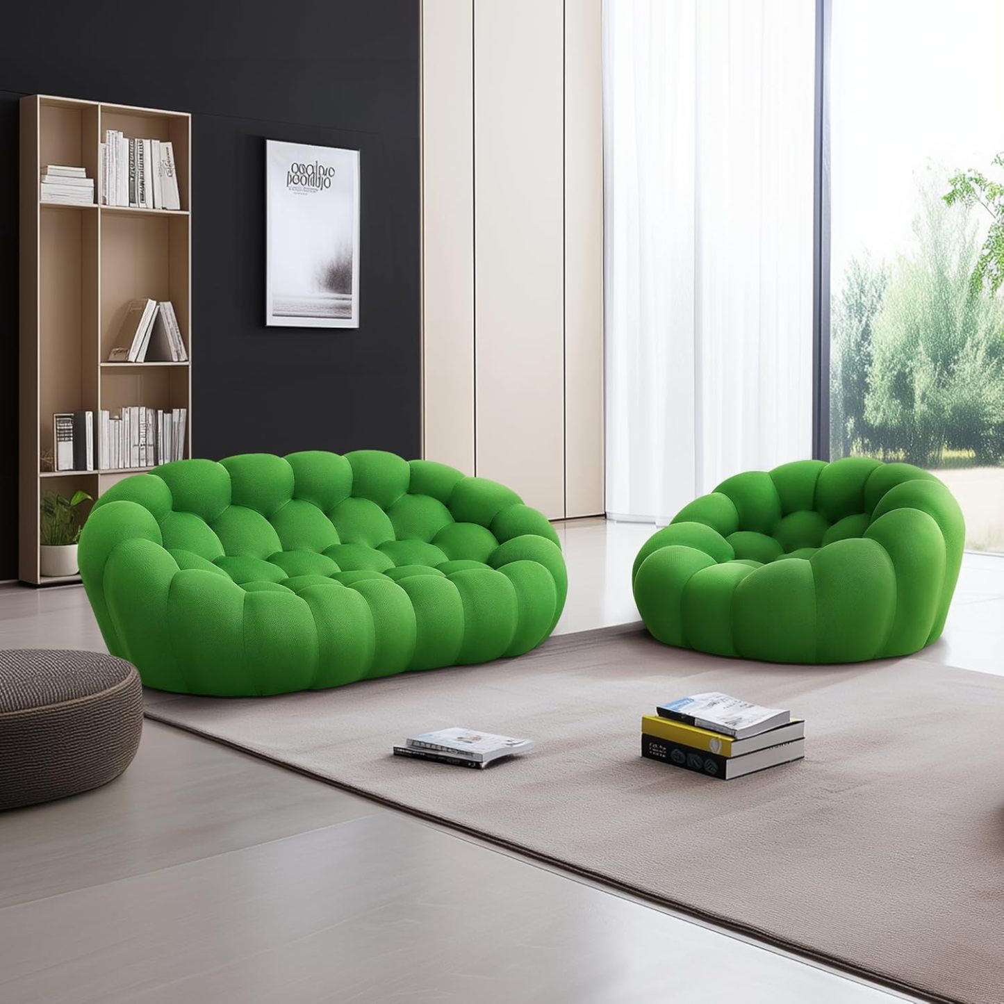 🎉74.8'' Modern Loveseat Sofa, 2 Seater Mesh Fabric Love Seat Floor Sofa