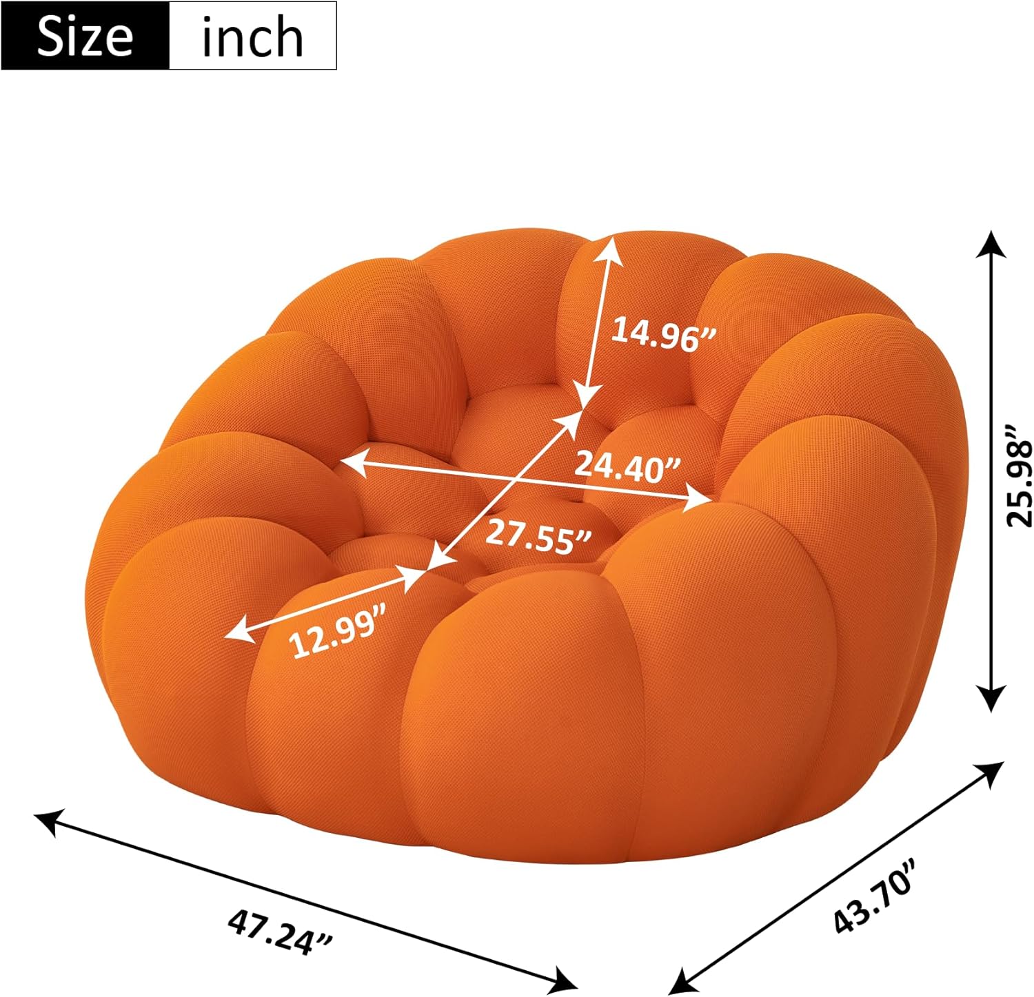 🎉74.8'' Modern Loveseat Sofa, 2 Seater Mesh Fabric Love Seat Floor Sofa