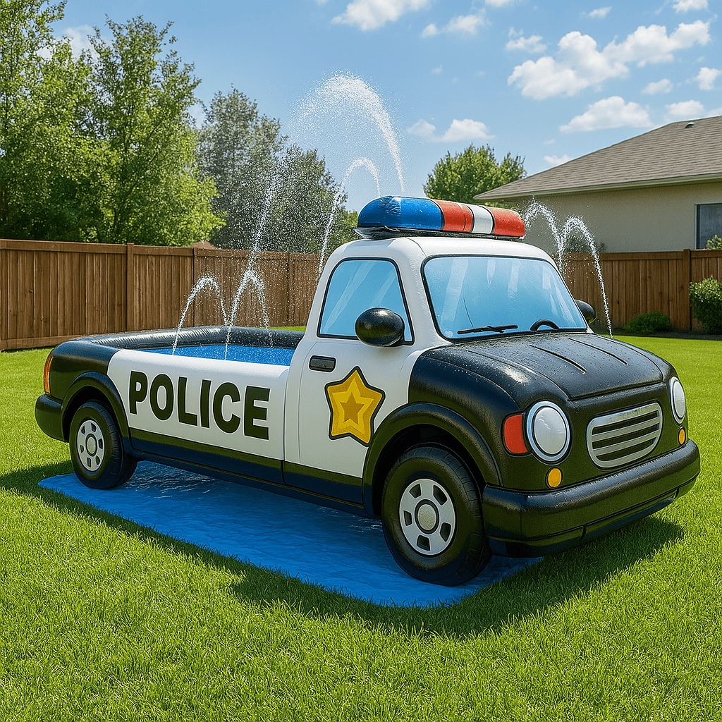 Car Themed Inflatable Pool with Sprinkler