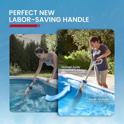 Vacuum for Above Ground Pool with Telescopic Pole, Running time up to 1H, Handheld Design with Powerful Suction up to 18.5 gallon/min