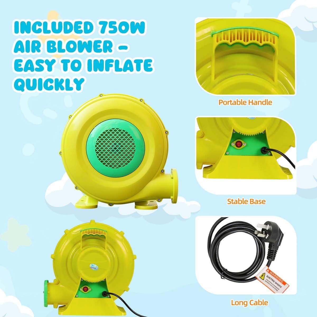 Inflatable Bounce House, 10 in 1 Double Water Slide Bounce House for Kids Indoor Outdoor Backyard