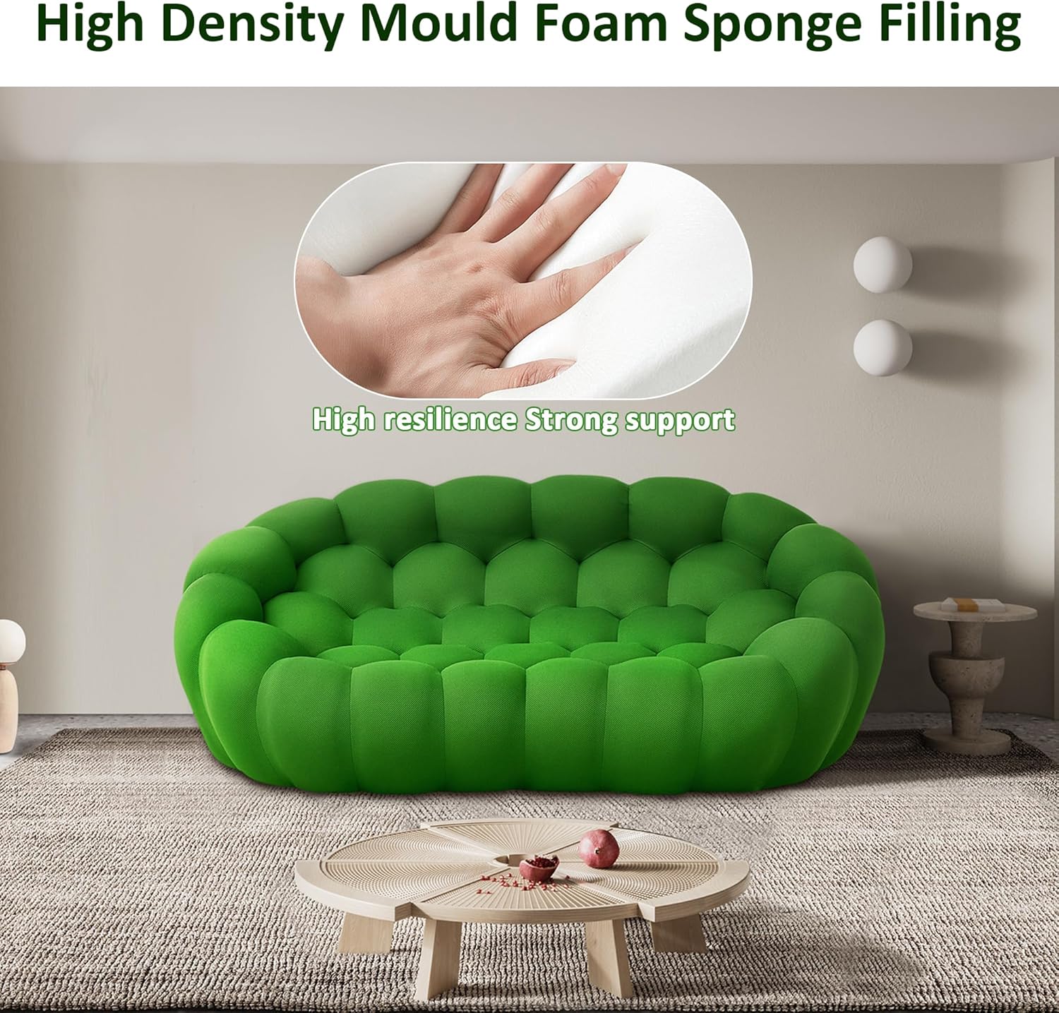 🎉74.8'' Modern Loveseat Sofa, 2 Seater Mesh Fabric Love Seat Floor Sofa