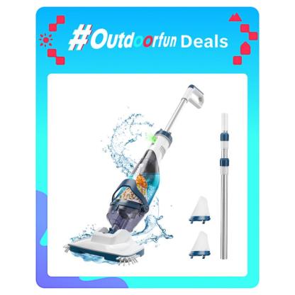 Vacuum for Above Ground Pool with Telescopic Pole, Running time up to 1H, Handheld Design with Powerful Suction up to 18.5 gallon/min