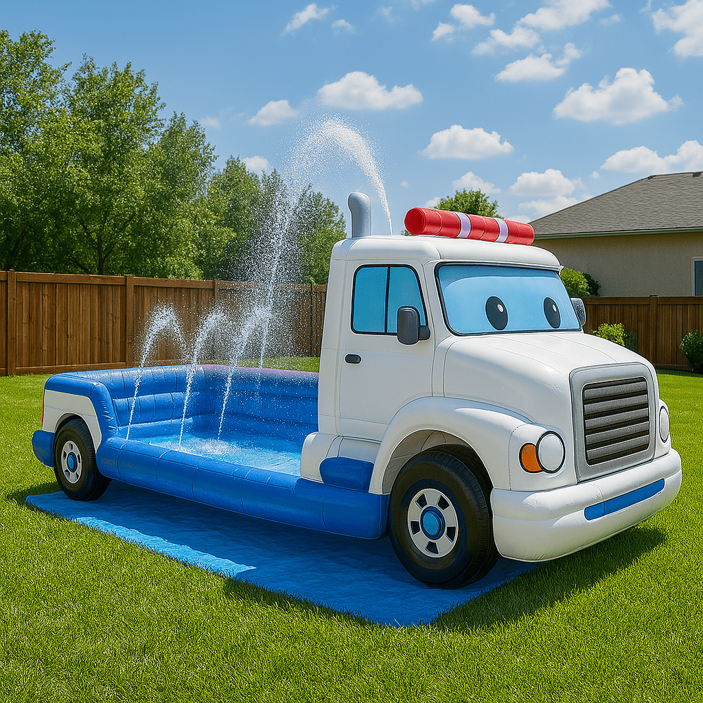 Car Themed Inflatable Pool with Sprinkler