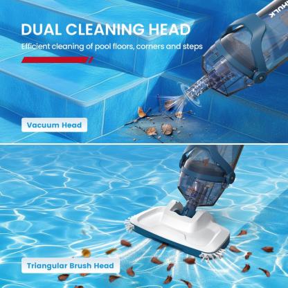 Vacuum for Above Ground Pool with Telescopic Pole, Running time up to 1H, Handheld Design with Powerful Suction up to 18.5 gallon/min