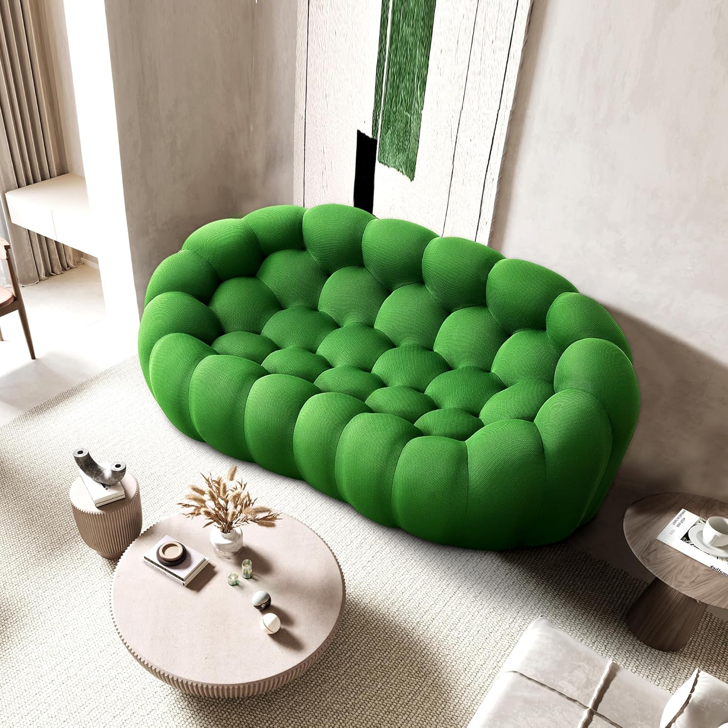 🎉74.8'' Modern Loveseat Sofa, 2 Seater Mesh Fabric Love Seat Floor Sofa